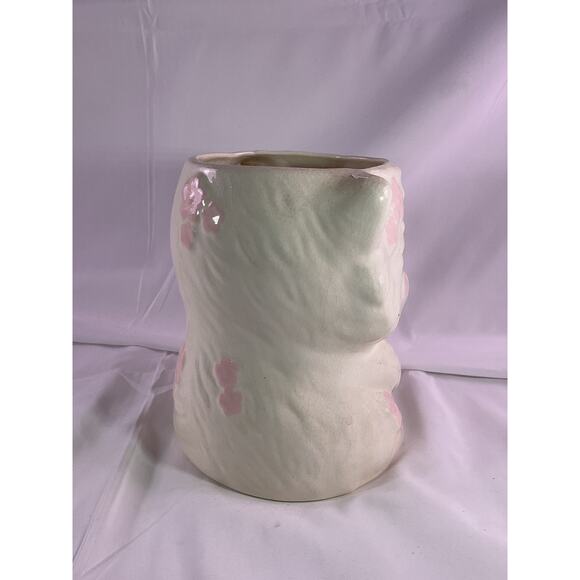 Vintage MCM Kitten Cat Ceramic Vase Planter Baby Floral Arrangement 7" White - Picture 5 of 11